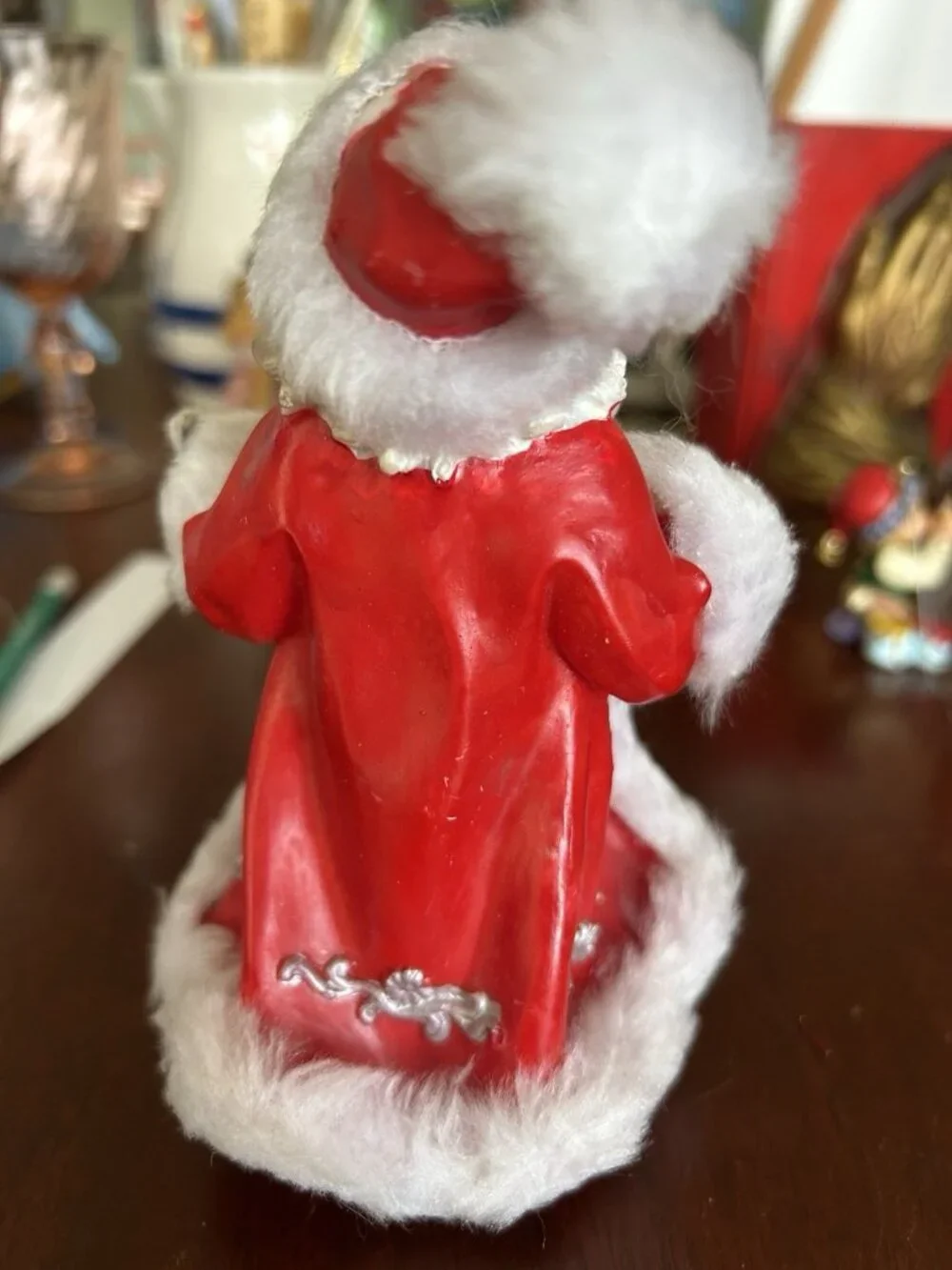 Wood Rocking Horse and Santa Ornaments Set of 2
